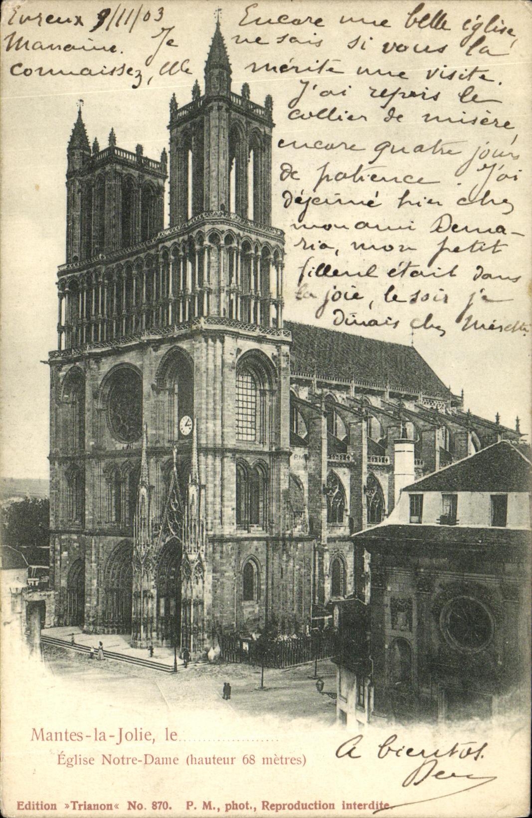 Mantes-la-Jolie — Kirche Notre-Dame (Höhe 68 Meter) — Edition Trianon, Nr. 870