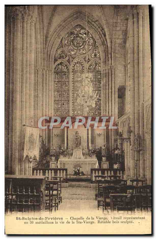 CPA St Sulpice De Favieres Chapelle de la Vierge Vitrail