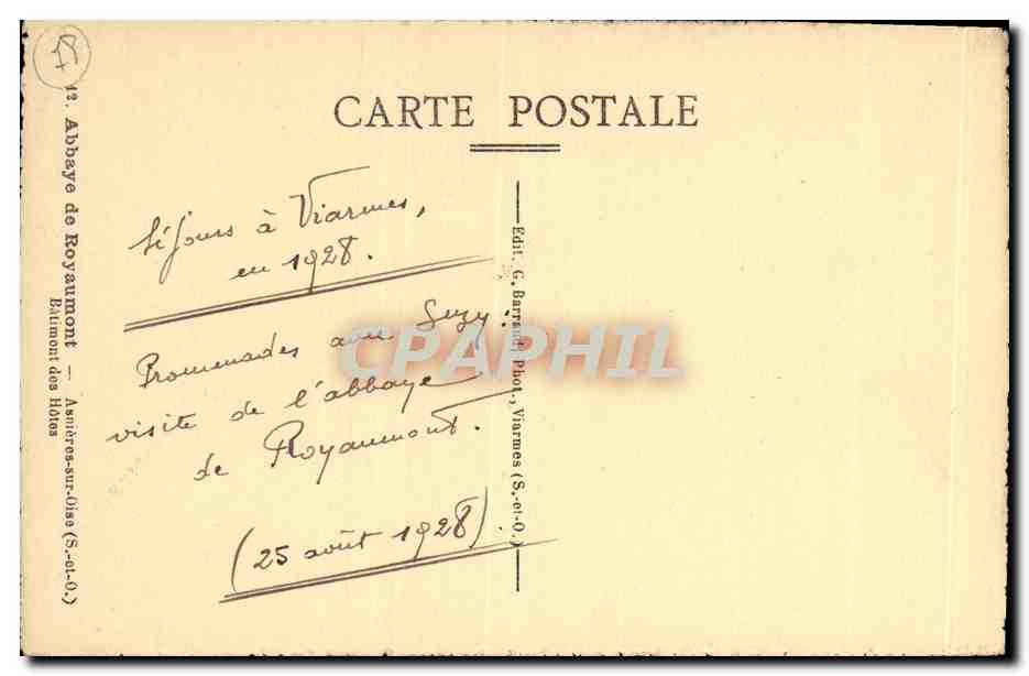 Abbaye de Royaumont — Visite de l'abbaye — Éditeur C. Barrault, Viarmes — Verso
