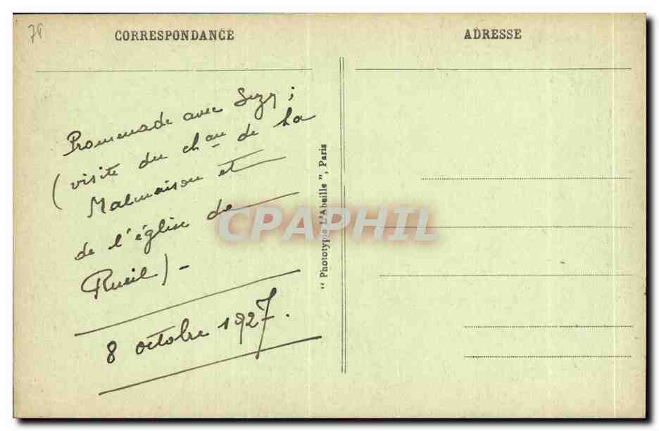 CPA La Reine Hortense Napoleon 1er Eglise de Rueil — Rückseite