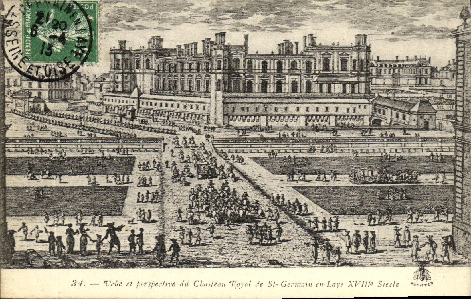 Château Royal de St-Germain-en-Laye — Vue et perspective du XVIIIe siècle — éditeur 'L'Ami du Touriste' n°34
