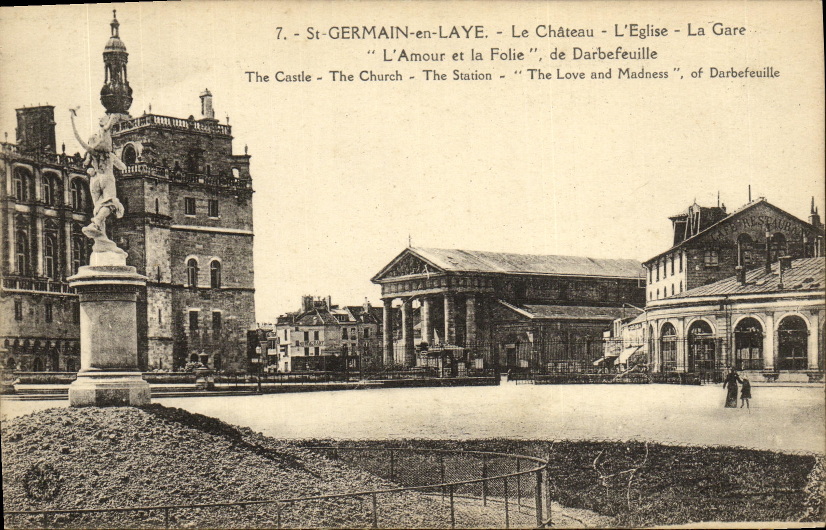 St-GERMAIN-en-LAYE - Le Château - L'Église - La Gare — 'L'Amour et la Folie', de Darbefeulle