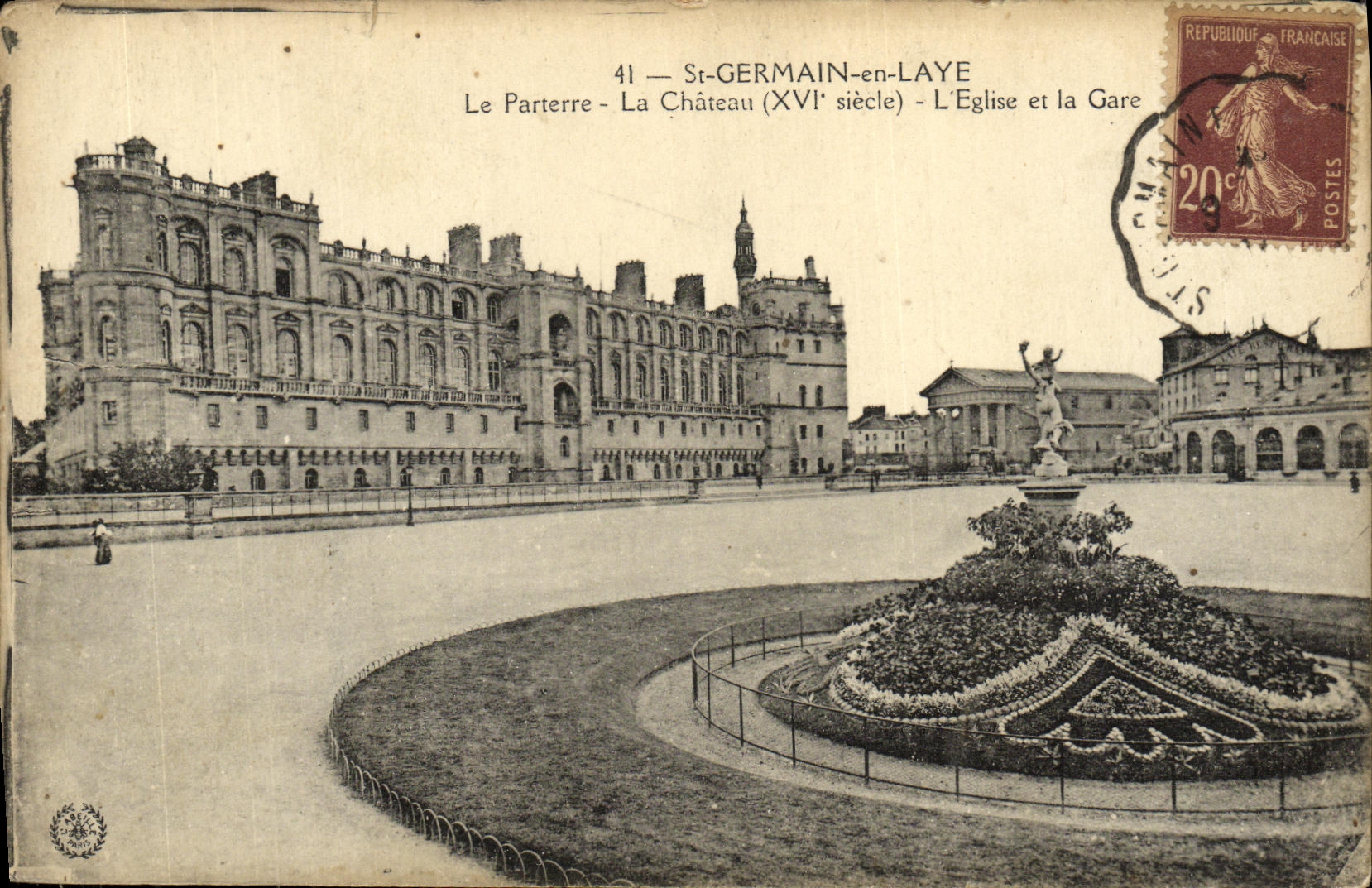 St-GERMAIN-en-LAYE — Le Parterre, Le Château (XVIe siècle), L'Église et la Gare — Éditeur non visible