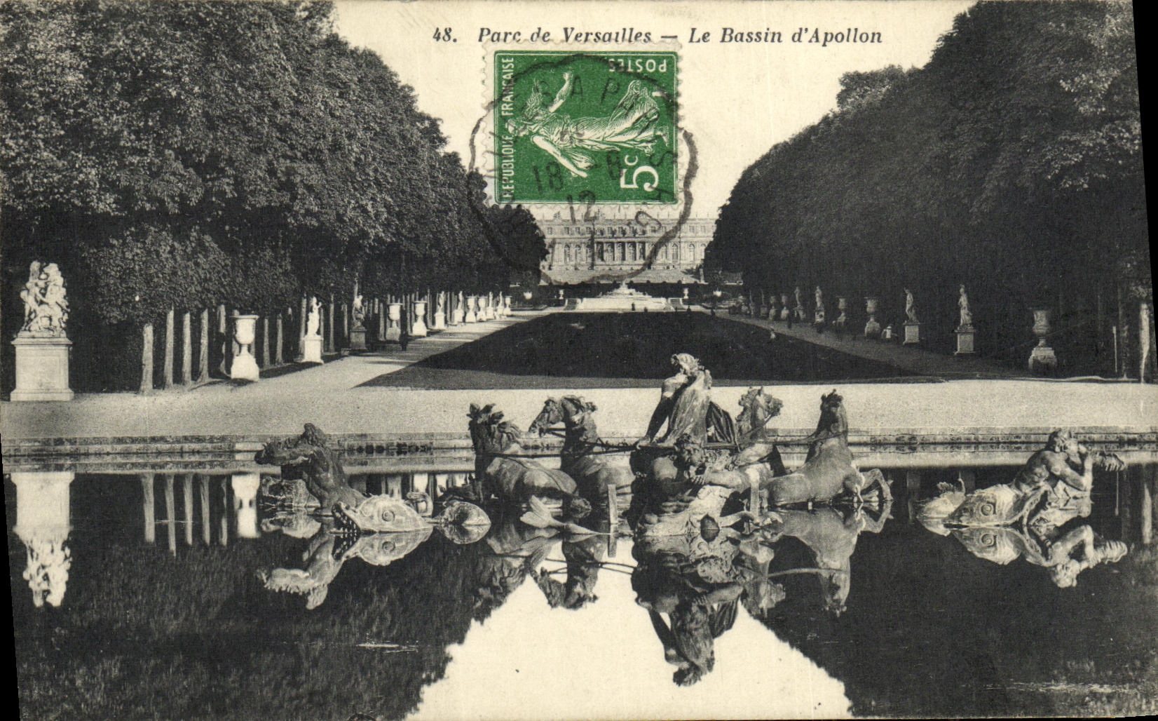 Parc de Versailles — Le Bassin d'Apollon — Héliotypie A. Bourdier