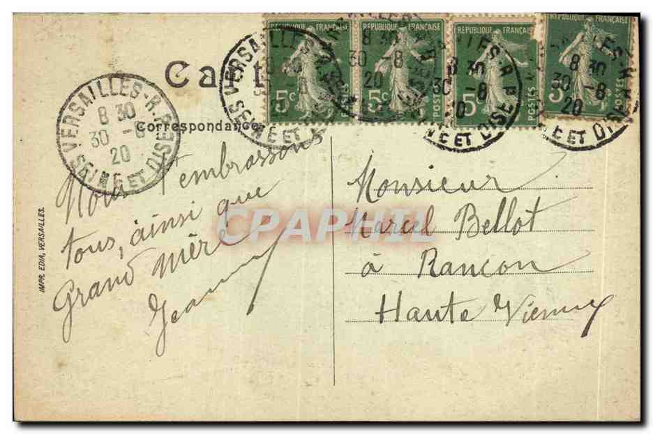 Parc de Versailles — Le Bassin d'Apollon — Impr. Eda, Versailles, n°48 — Verso