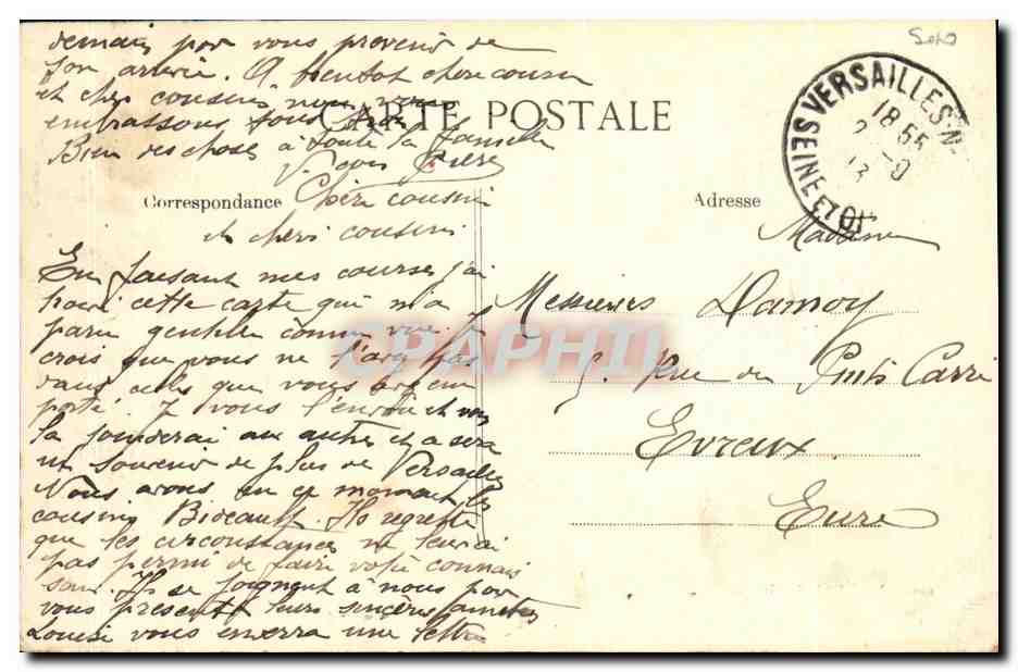 CPA Versailles Bosquet de La Colonnade  — Verso