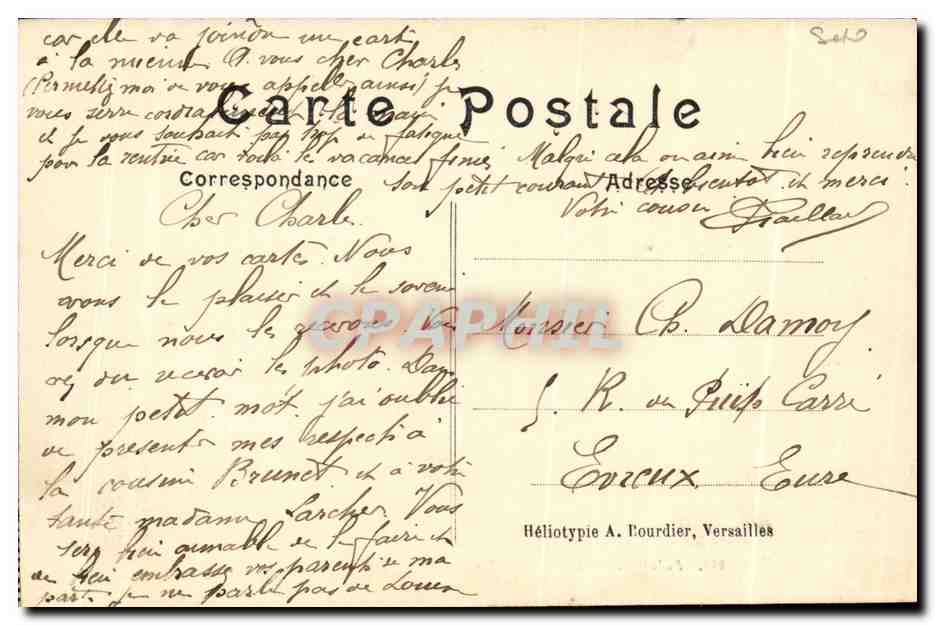 CPA Palais de Versailles Salon de La Paix et Galerie des Glaces  — Verso