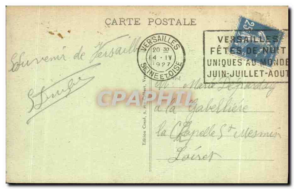 CPA Varsailes Les Grandes Eaux au Bassin de Neptune  — Verso
