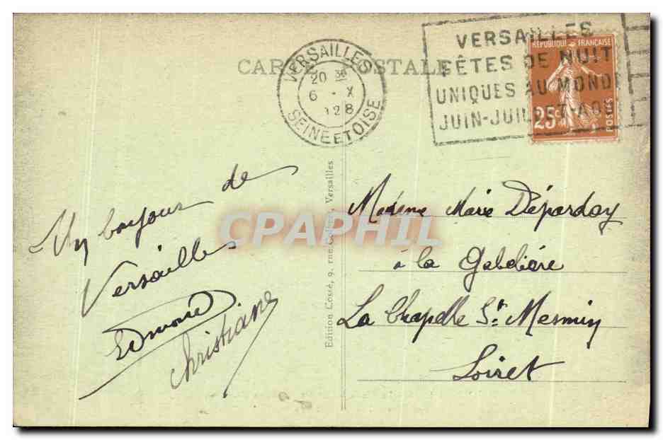 CPA Versailles Le Parc La Grotte des bains d Apollon — Verso