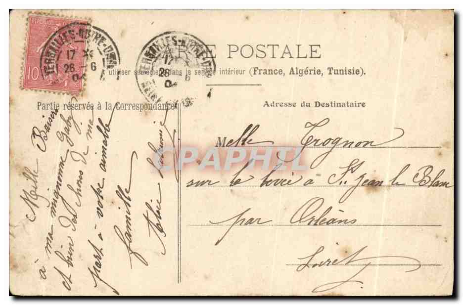 CPA Versailles Le Chateau Grand Trianon Billard — Achterkant