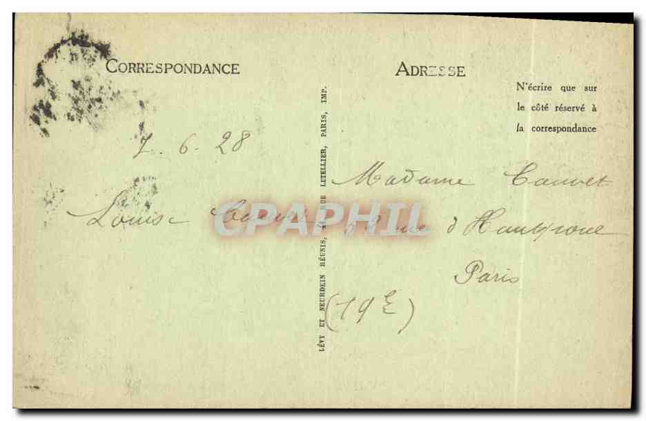Forêt de Fontainebleau — Carré four Louis-Philippe — Éditeur LL, n° 108 — Verso
