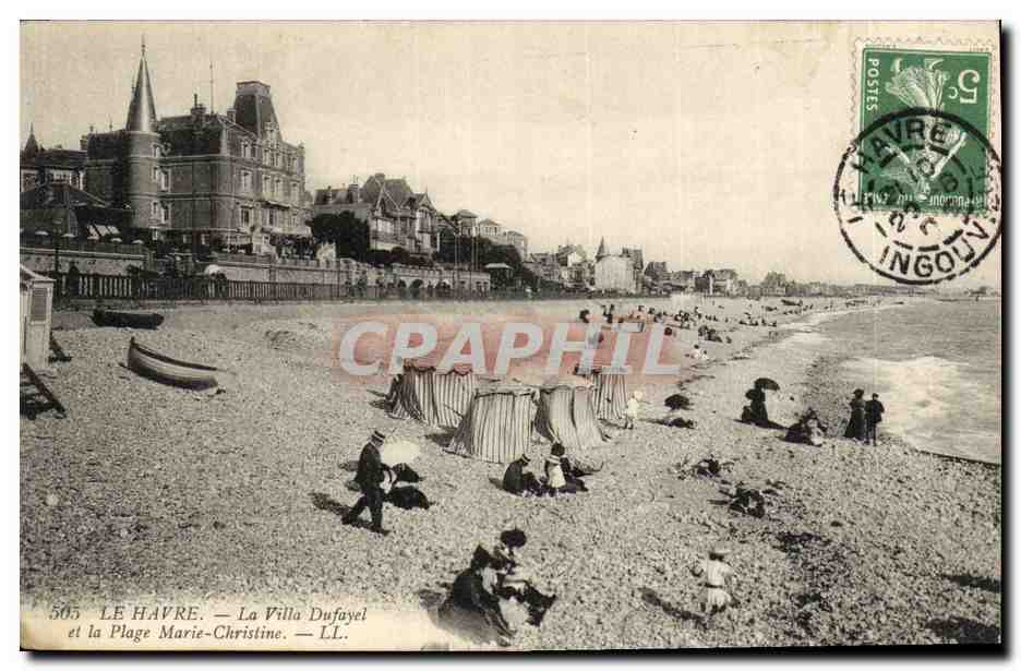 CPA Le Havre La Villa Dufayel et la plage Marie Christine