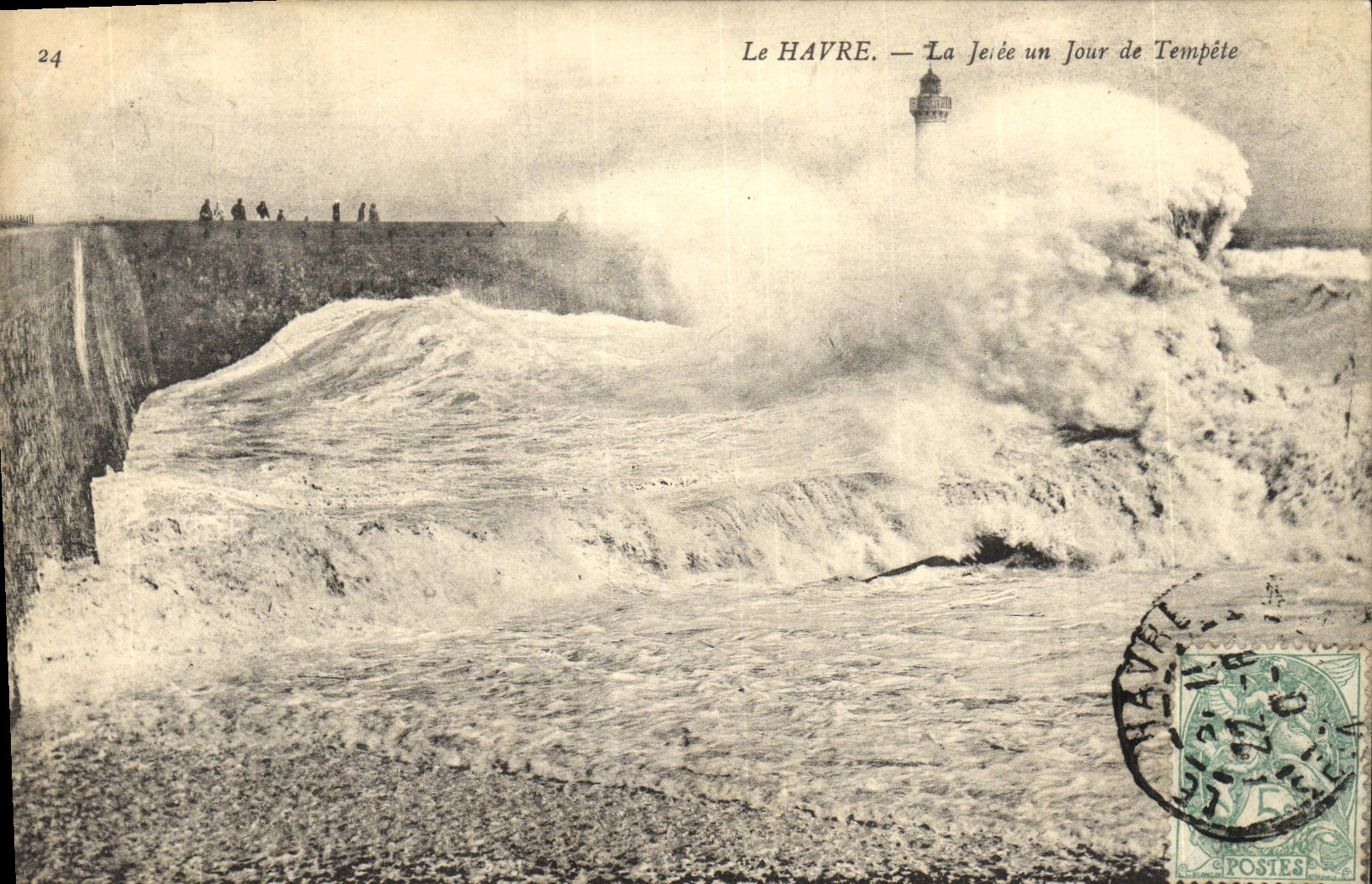 CPA Le Havre La Jetee Un Jour de Tempete