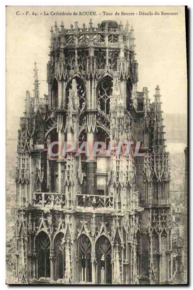 CPA La Cathedrale De Rouen Tour de Beurre Details du sommet