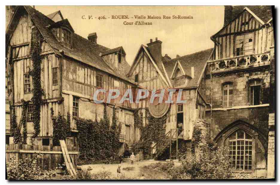 CPA Rouen Vielle Maison Rue St Romain Cour d Albane
