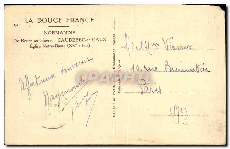 CPA Normandie De Rouen Au Havre Caudebec En Caux Eglise Notre Dame — Rückseite