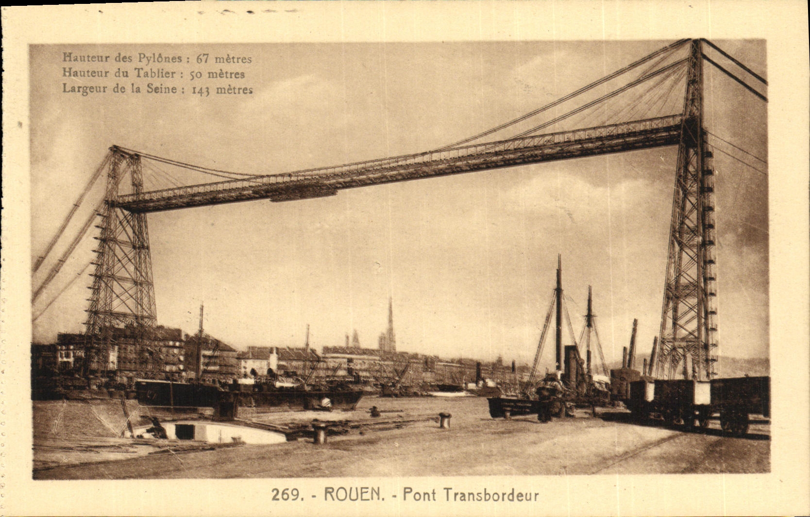 CPA Rouen Pont Transbordeur Bateau