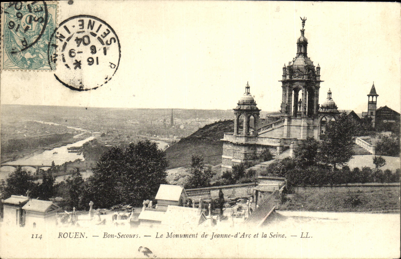 CPA Rouen Bon Secours Le Monument de Jeanne D Arc et La Seine 