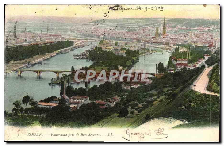 CPA Rouen Panorama Pris de Bonsecours 
