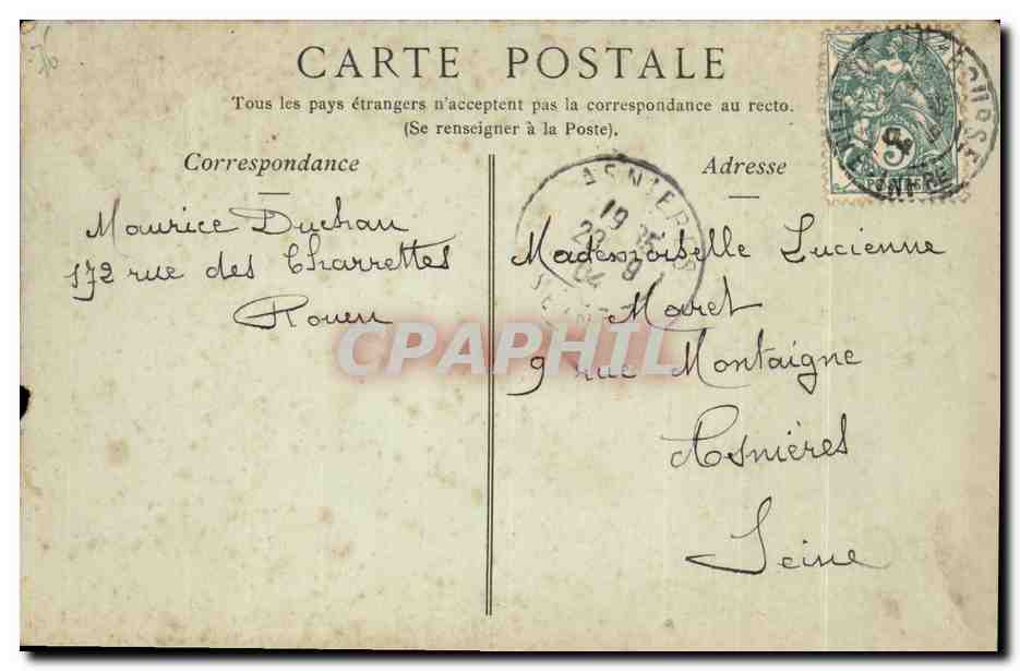 CPA Rouen Le Palais de Justice  — Verso