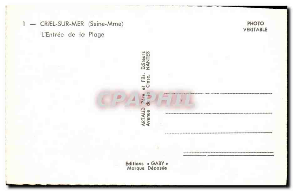 CPSM Criel Sur Mer L Entree De La Plage  — Rückseite