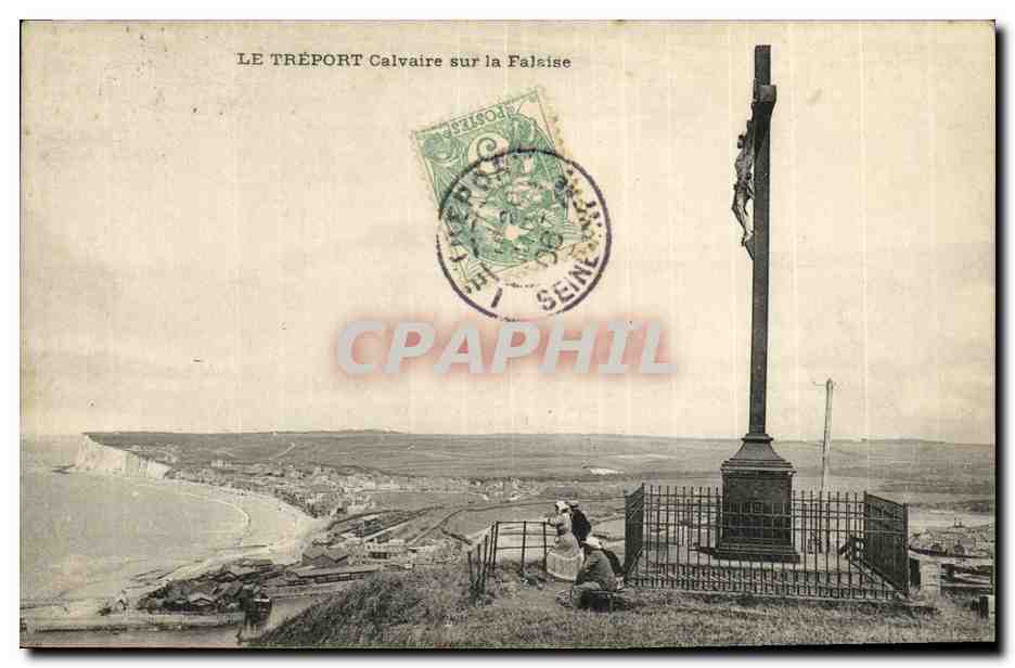 CPA Le Treport Calvaire Sur La Falaise