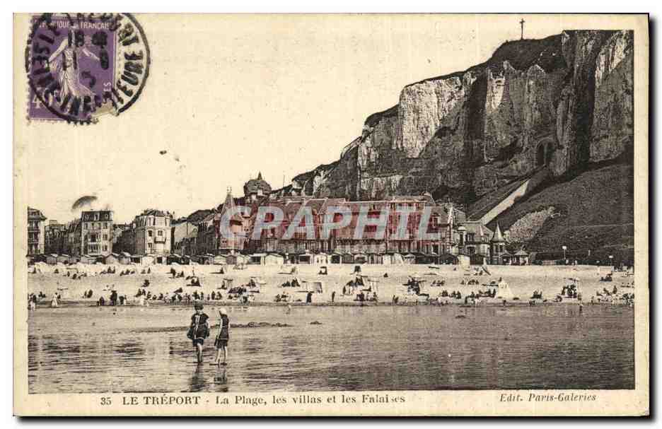 CPA Le Treport La Plage les Villas et les Falaises