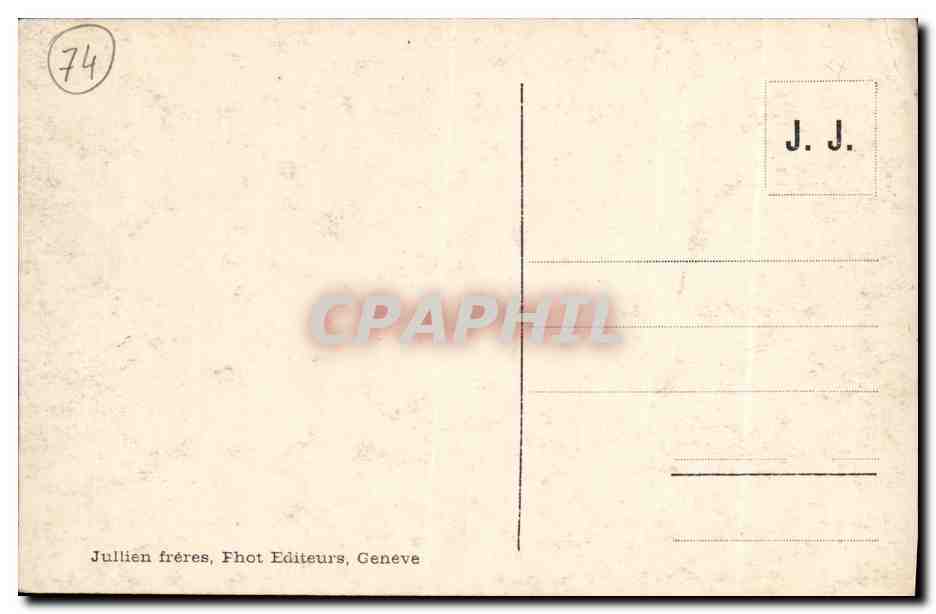 Église d'Argentière et le Mont-Blanc — J.J. 2995 — Jullien frères, Phot Editeurs, Genève — Rückseite