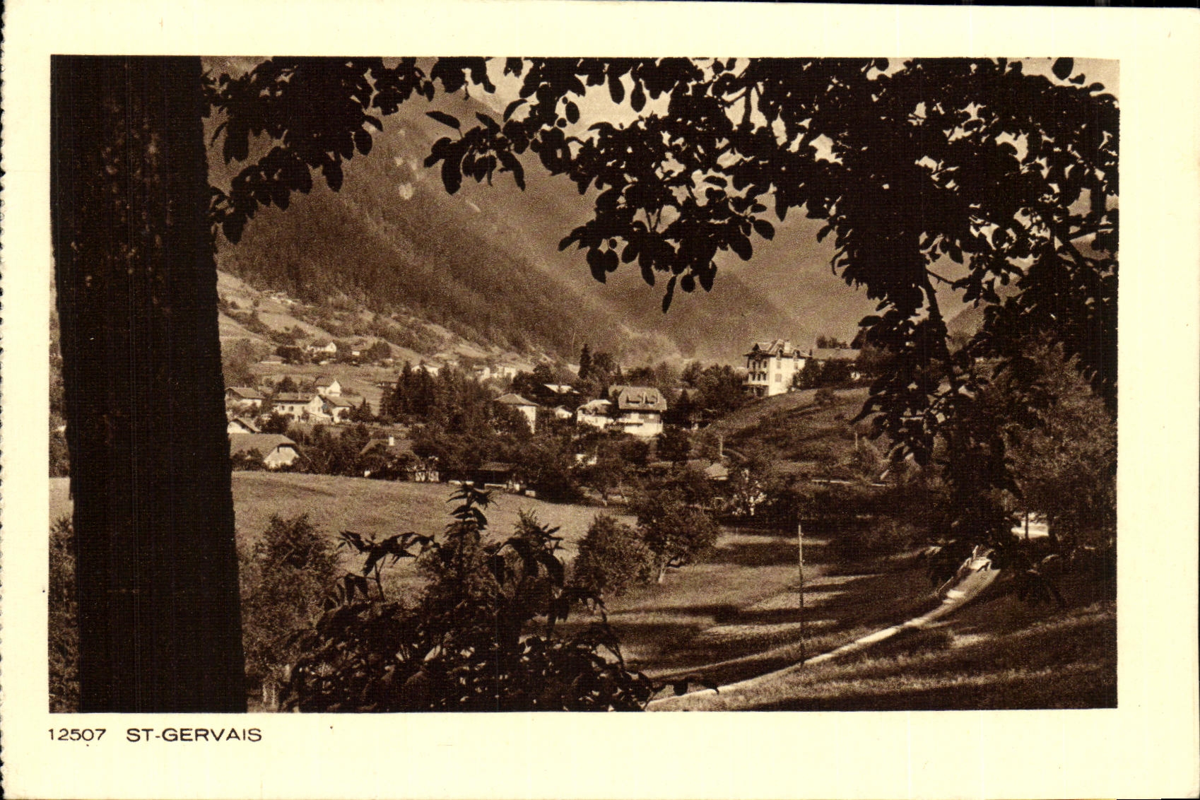 St-Gervais — uitzicht op het dorp vanaf een boom — uitgever Les Deux Sèvres, n° 12507