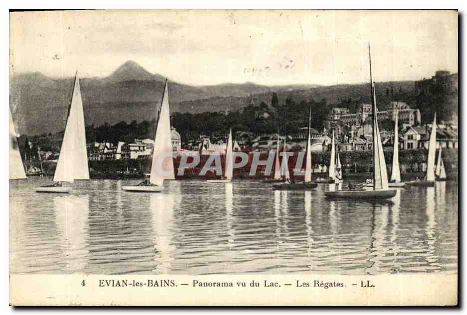 EVIAN-les-BAINS — Panorama visto desde el Lago — Las Regatas — LL.