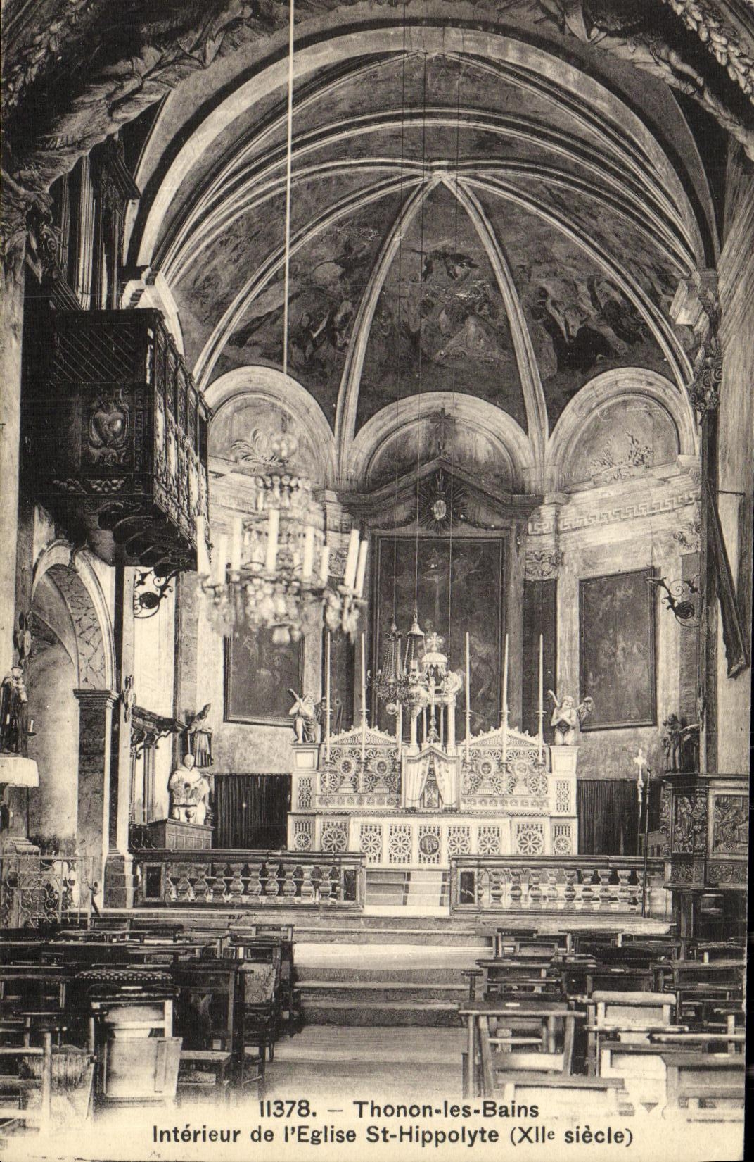 Intérieur de l'Église St-Hippolyte — Thonon-les-Bains (XIIe siècle) — Phototypie Co., Neuchâtel, n°11378
