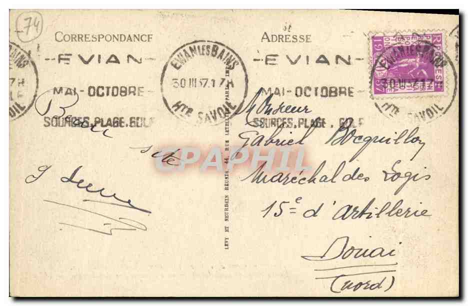 CPA Thonon Les Bains Le Monument aux Morts et l Avenue des Allobroges Militaria  — Verso