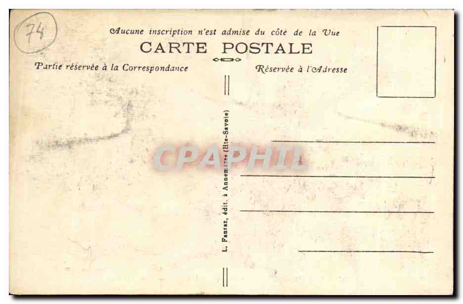 Lac d'Annecy (Haute-Savoie) — L'Arrivée au Port d'Annecy — L. Paurez, édit. à Annecy (Haute-Savoie), n° 1075 — Rückseite