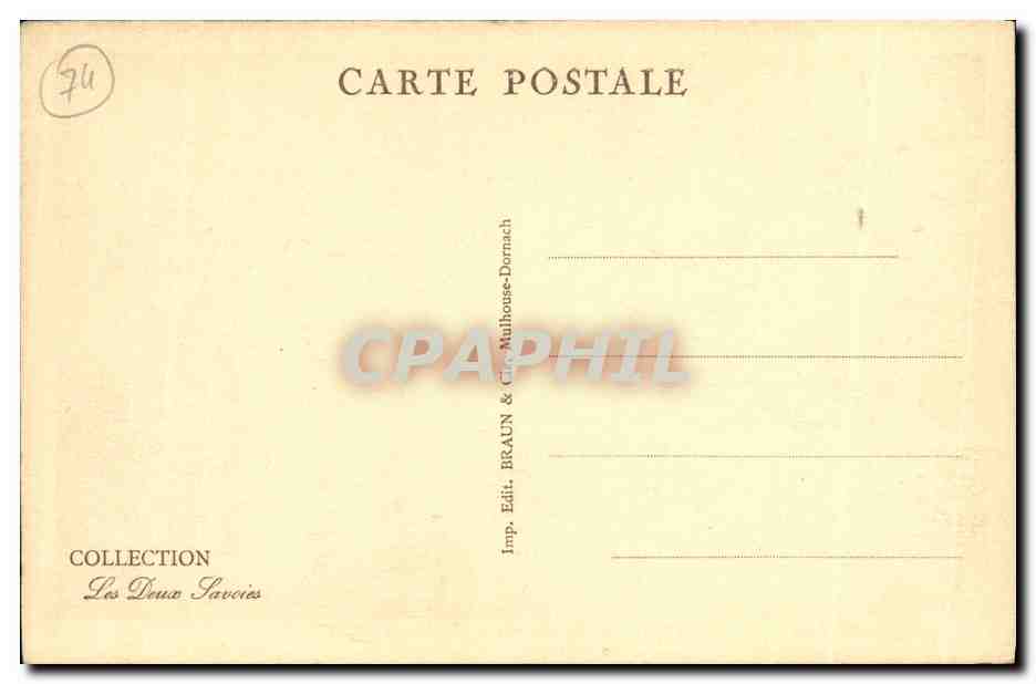 Annecey — Las arcadas de la calle Notre-Dame — Edición Braun & Cie — Reverso