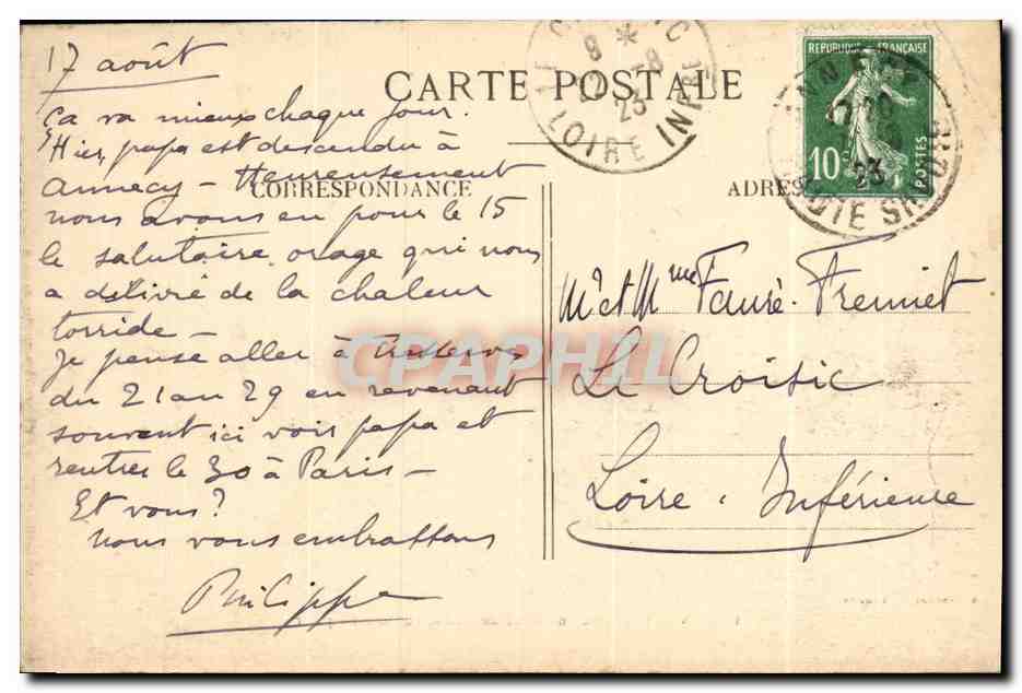 ANNECY — Ancien Hôtel de Sâles, rue du Paquier — A. Gardet — Verso