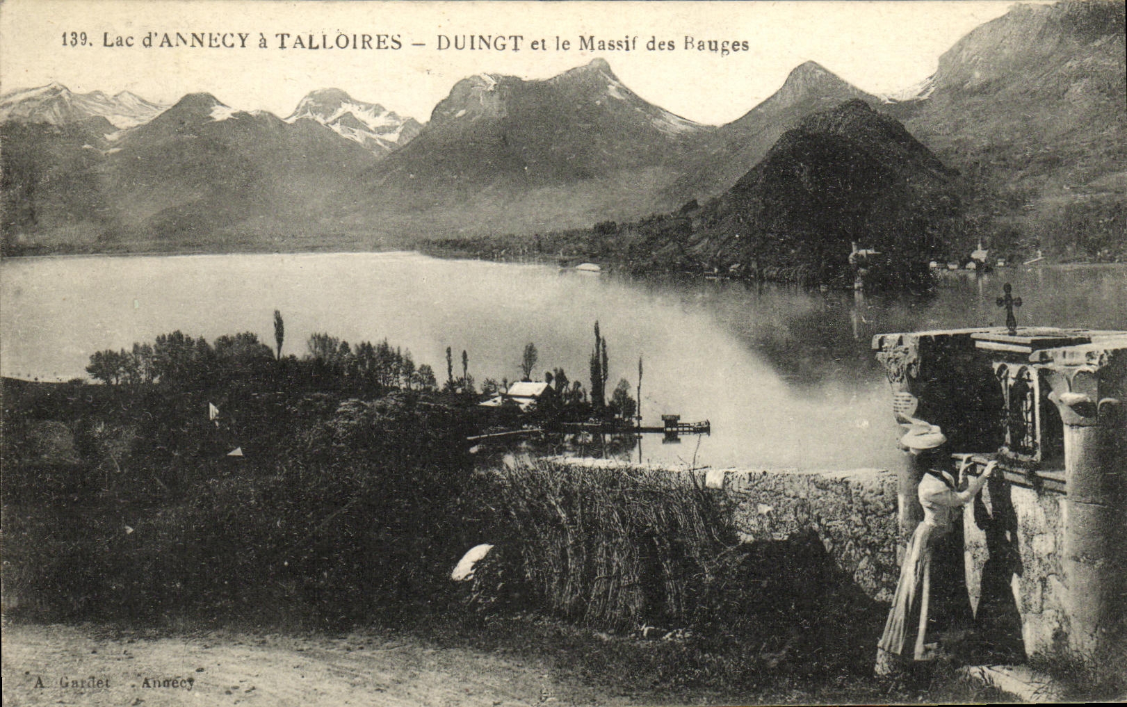 Lac d'Annecy à Talloires — Duingt et le Massif des Bauges — A. Gardet, Annecy