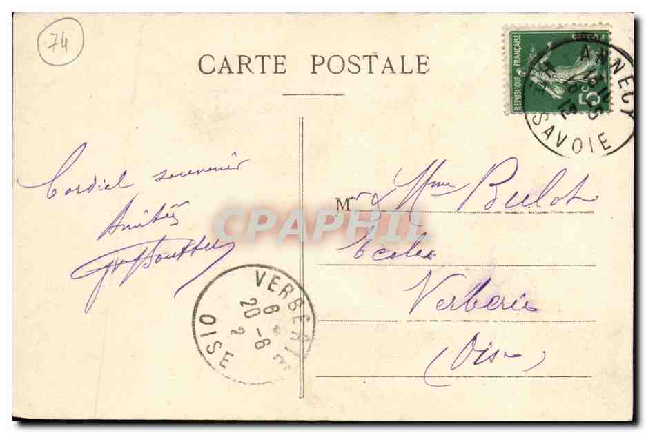 Les Gorges du Fier — Environs d'ANNECY — A. Gardet, n°411 — Rückseite