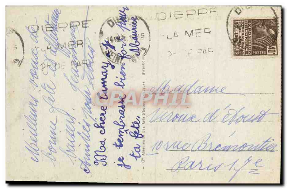 CPA Dieppe Le Paris dans les Jetees Bateau — Rückseite