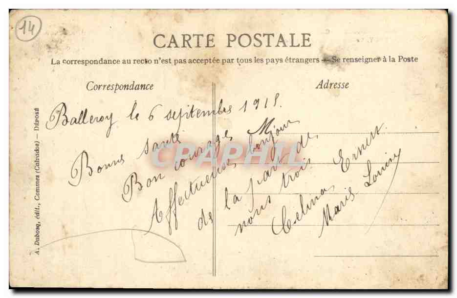 CPA Balleroy Le Chateau Cote du parc — Verso