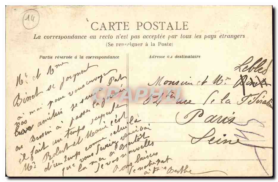 CPA Port En Bessin La ville et les falaises  — Verso