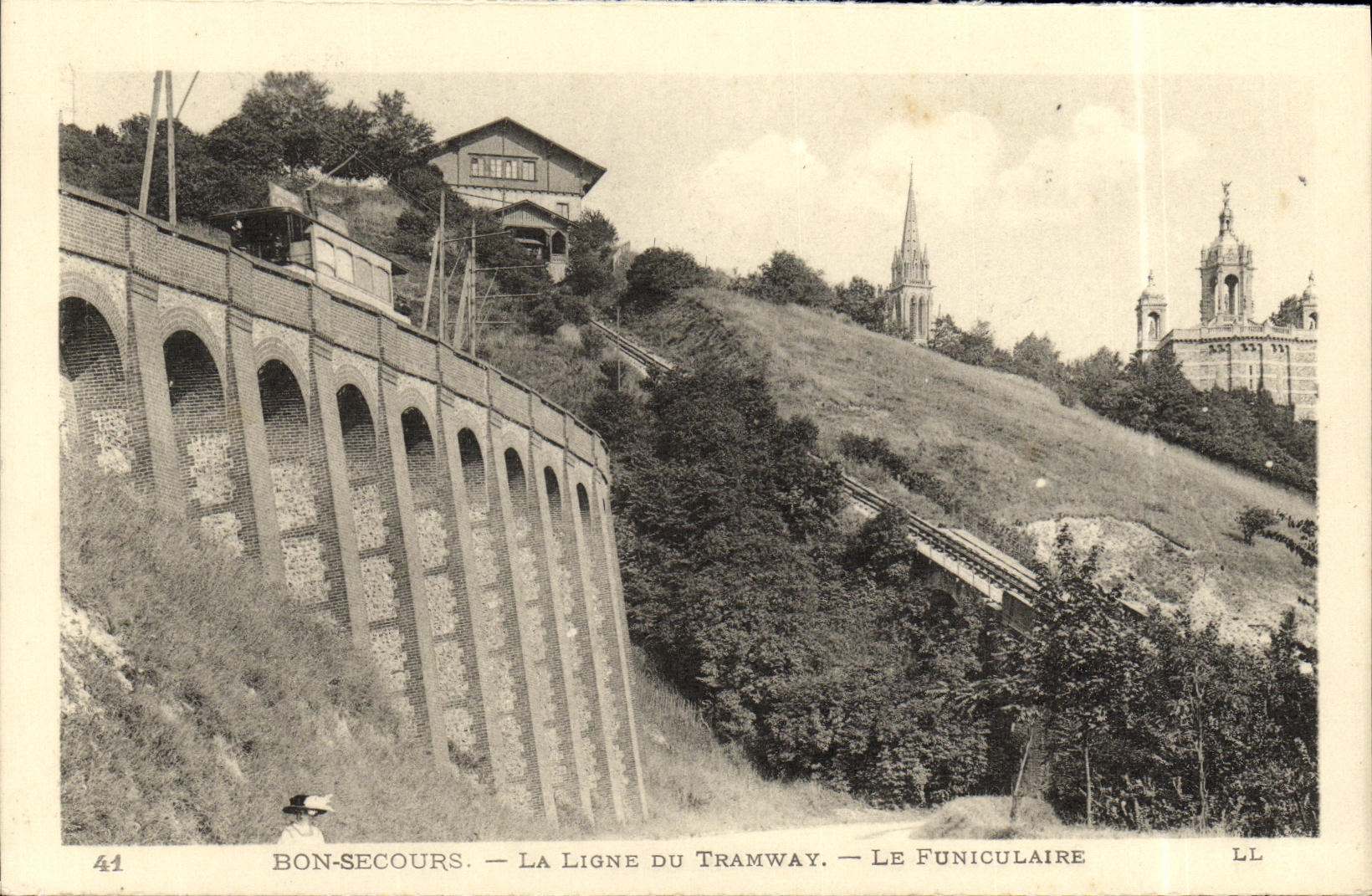 CPA Bon Secours La Ligne Du Tramway Le Funiculaire 