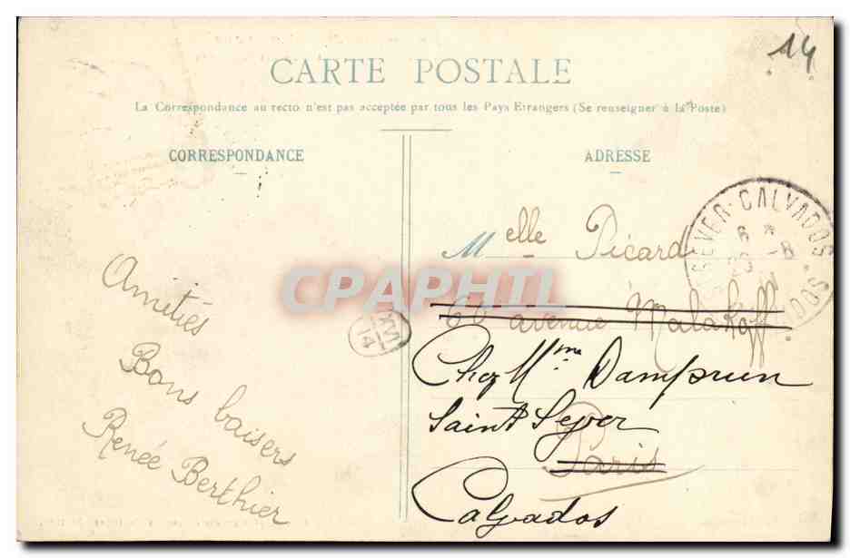 CPA Environs de Laige Chateau des Bois Heux — Rückseite