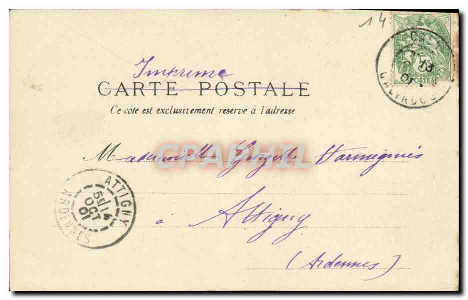 Longues (Calvados) - La Demoiselle de Fontenailles — J. Brecchet, édit. à Caen, n°20 — Reverso