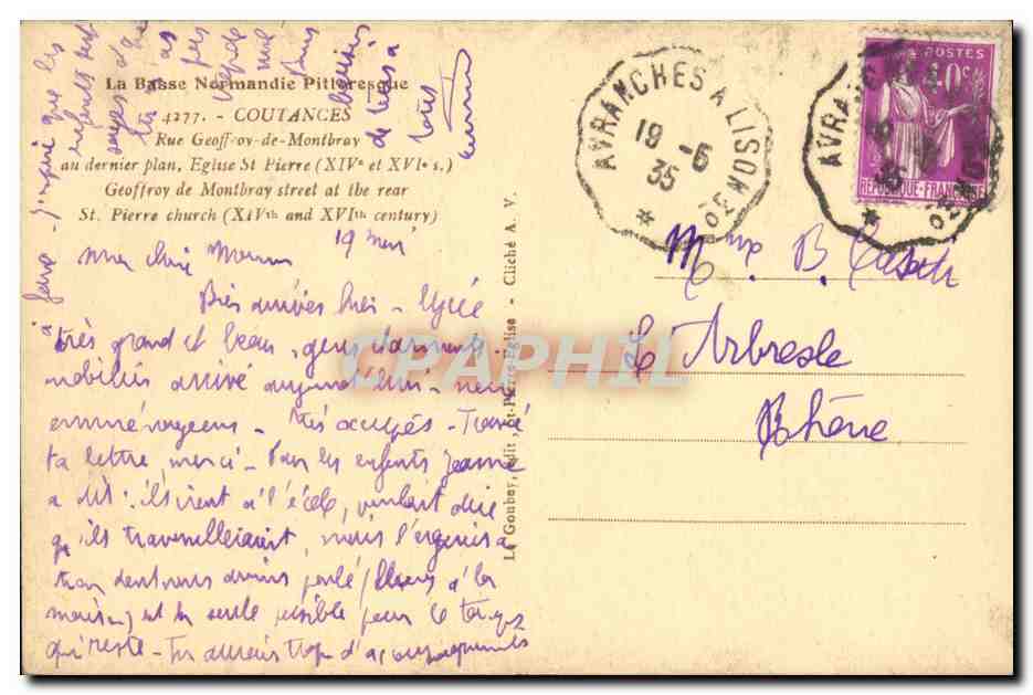 CPA Coutances Rue Geoffroi De Montbray Eglise st pierre — Rückseite