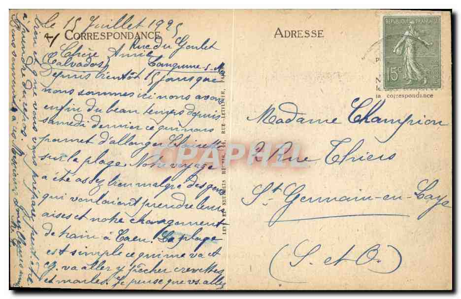 CPA Langrune Sur Mer Les Cabines — Rückseite