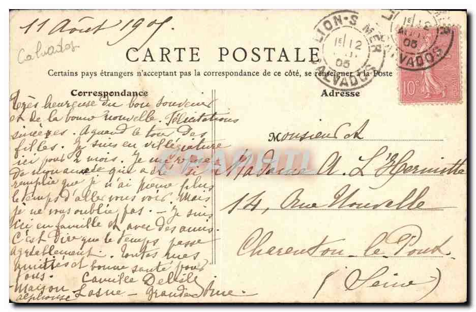 CPA Lion Sur Mer Chateau Facade Principale  — Verso