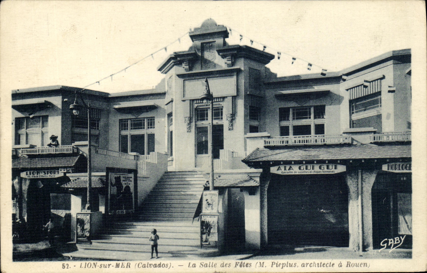 LION-sur-MER (Calvados) — La Salle des Fêtes (M. Pieplus, architecte à Rouen) — Éditeur Gaby, n°52