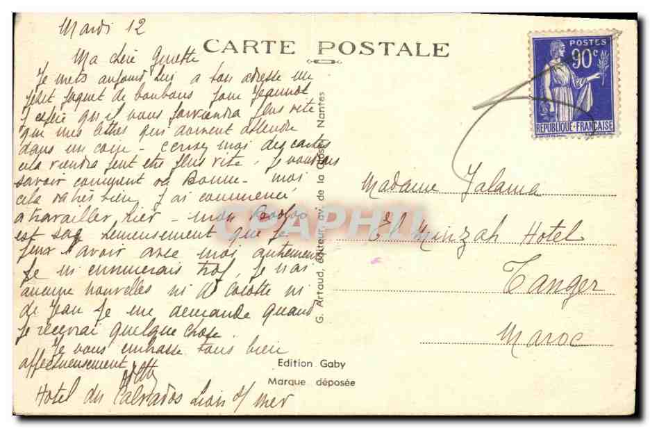 CPA Lion Sur Mer Falaises — Verso
