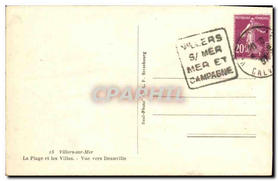 Villers-sur-Mer — Ansicht nach Deauville — Real-Photo P. P. Strasbourg n°15 — Rückseite
