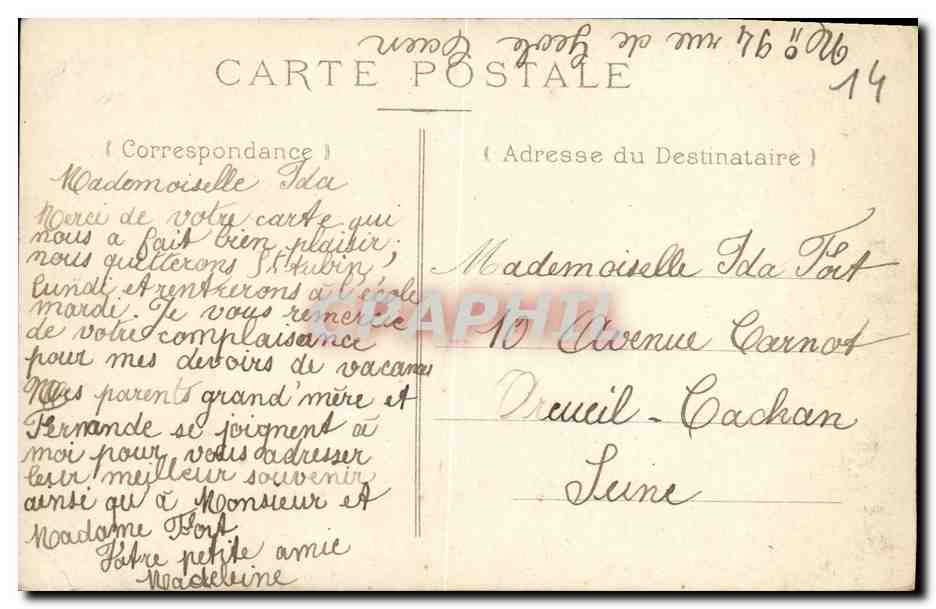 CPA Saint Aubin Sur Mer La falaise — Back